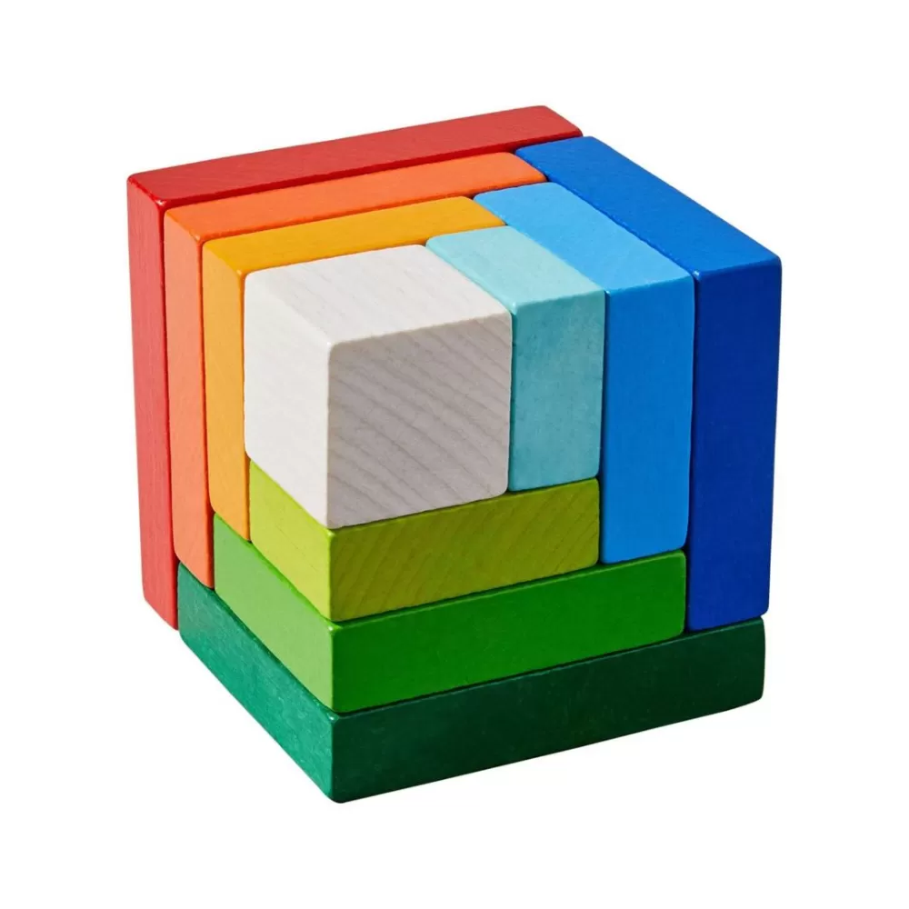 HABA 3D Rainbow Cube Arranging Game< Wooden Building Blocks