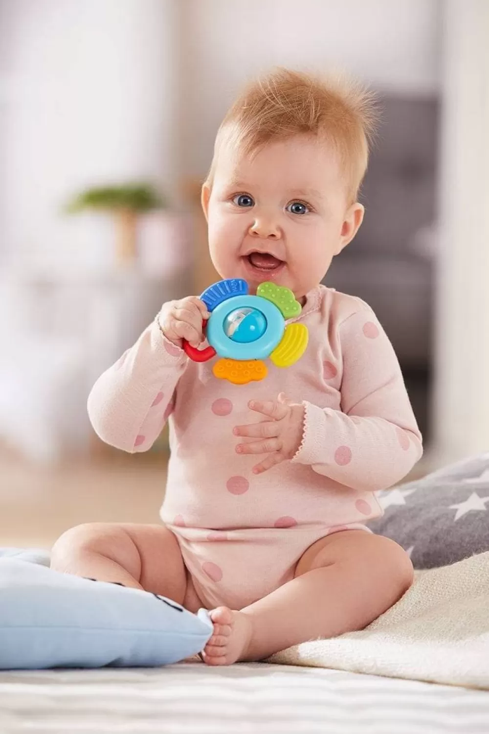 HABA Blossom Plastic Baby Rattle & Teething Toy< Grasping + Teething Toys