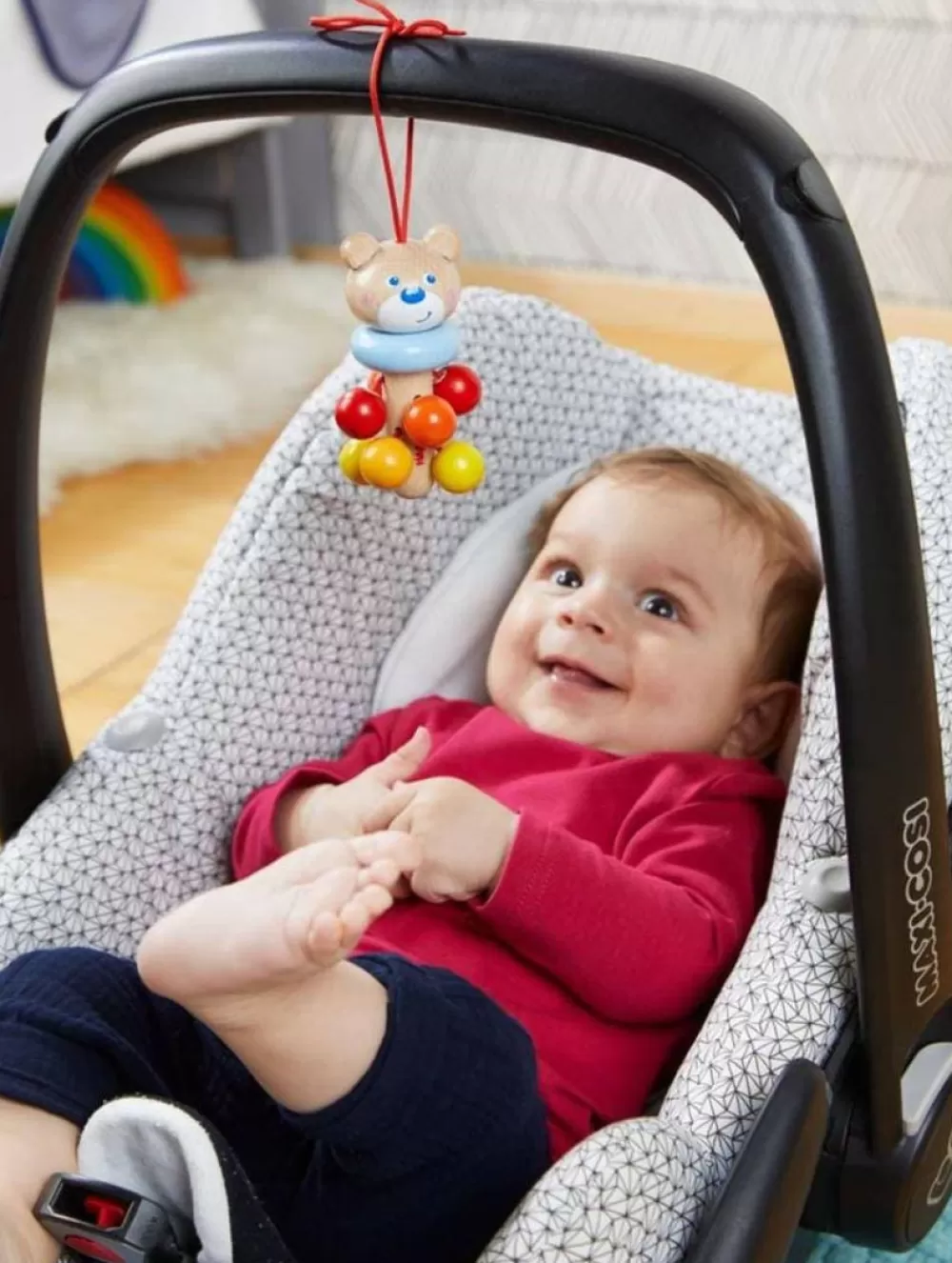 HABA Dangling Figure Bear Stroller & Crib Toy< Hanging Baby Toys + Mobiles