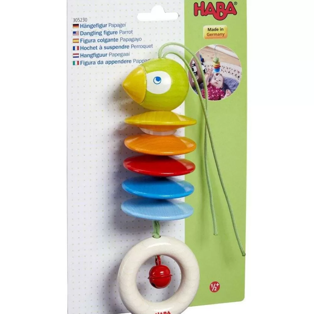 HABA Dangling Figure Parrot Stroller & Crib Toy< Hanging Baby Toys + Mobiles