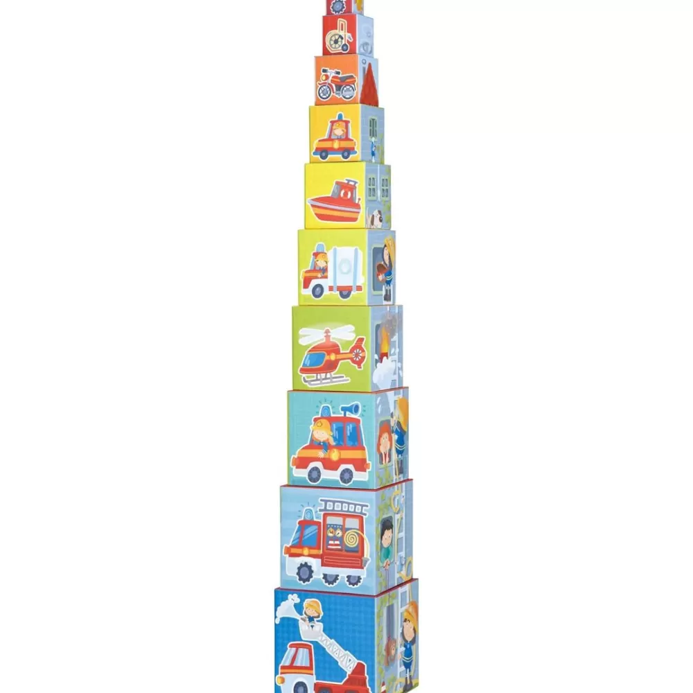 HABA Fire Brigade Sturdy Cardboard Stacking Cubes< Shape Sorters + Stacking Toys