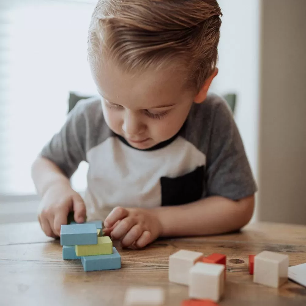 HABA Four By Four 3D Arranging Game Wooden Building Blocks< Shape Sorters + Stacking Toys