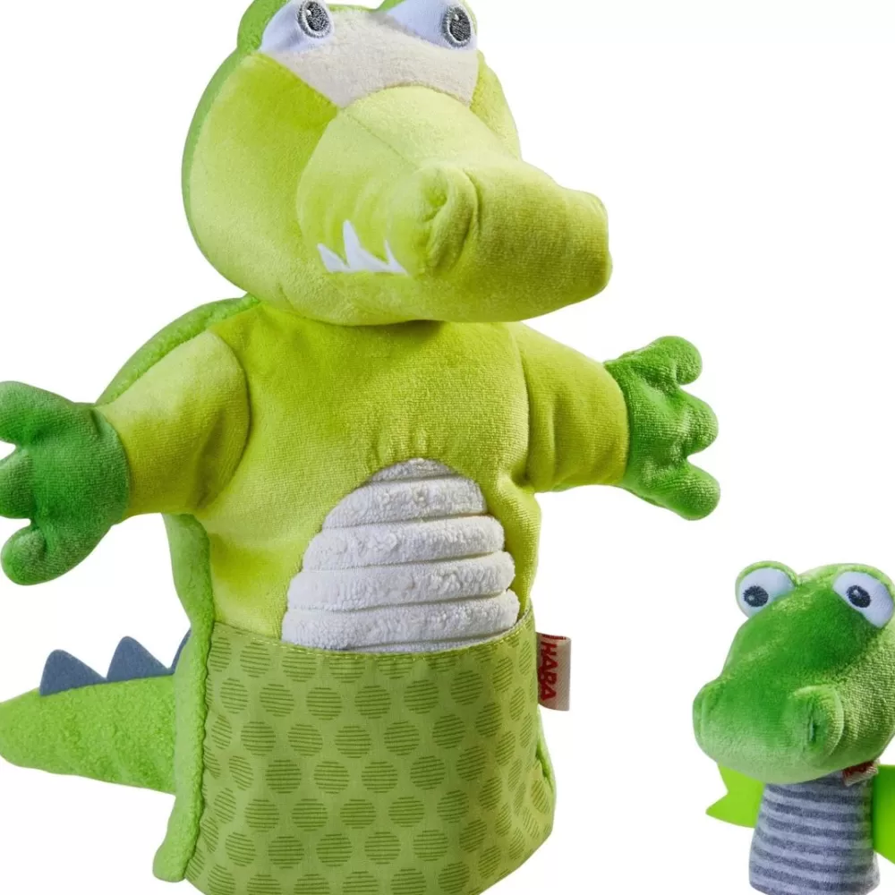 HABA Glove Puppet Crocodile With Baby Hatchling Finger Puppet< Puppets