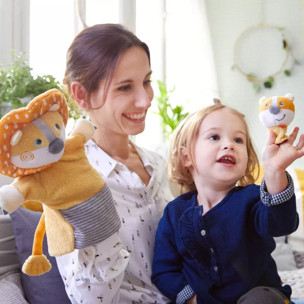 HABA Glove Puppet Lion With Baby Cub Finger Puppet< Puppets