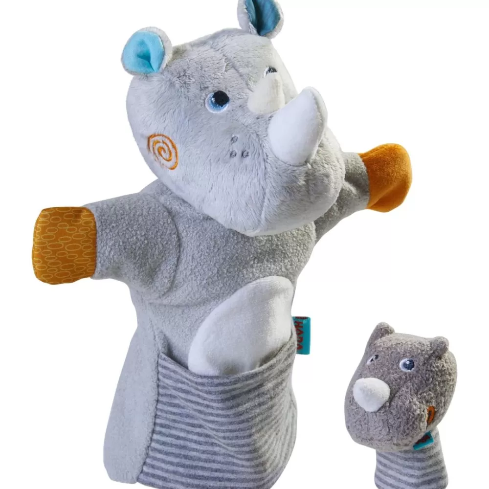 HABA Glove Puppet Rhino With Baby Calf Finger Puppet< Puppets