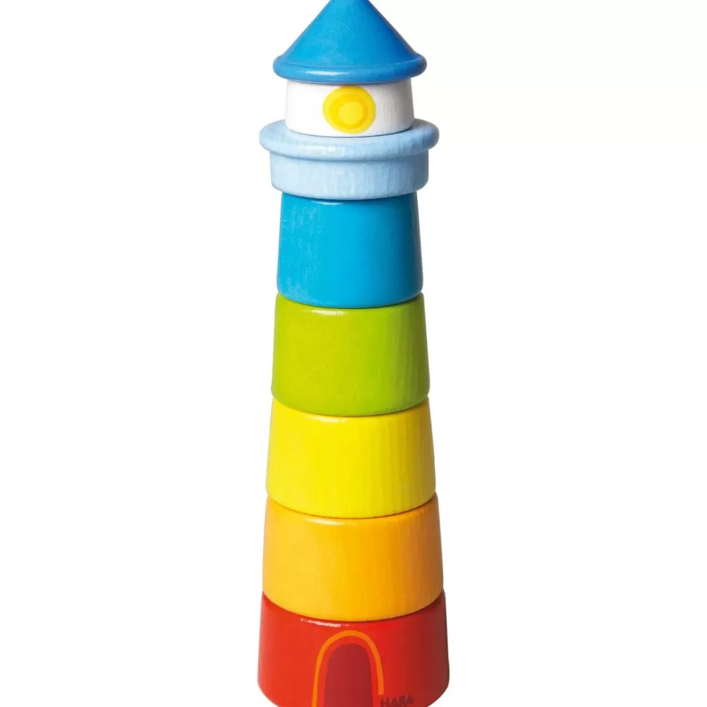 HABA Lighthouse Wooden Rainbow Stacker< Shape Sorters + Stacking Toys