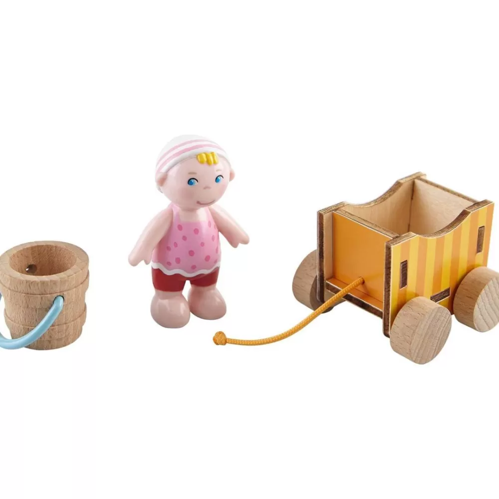 HABA Little Friends Baby Nora Doll With Wagon & Pail< Little Friends People