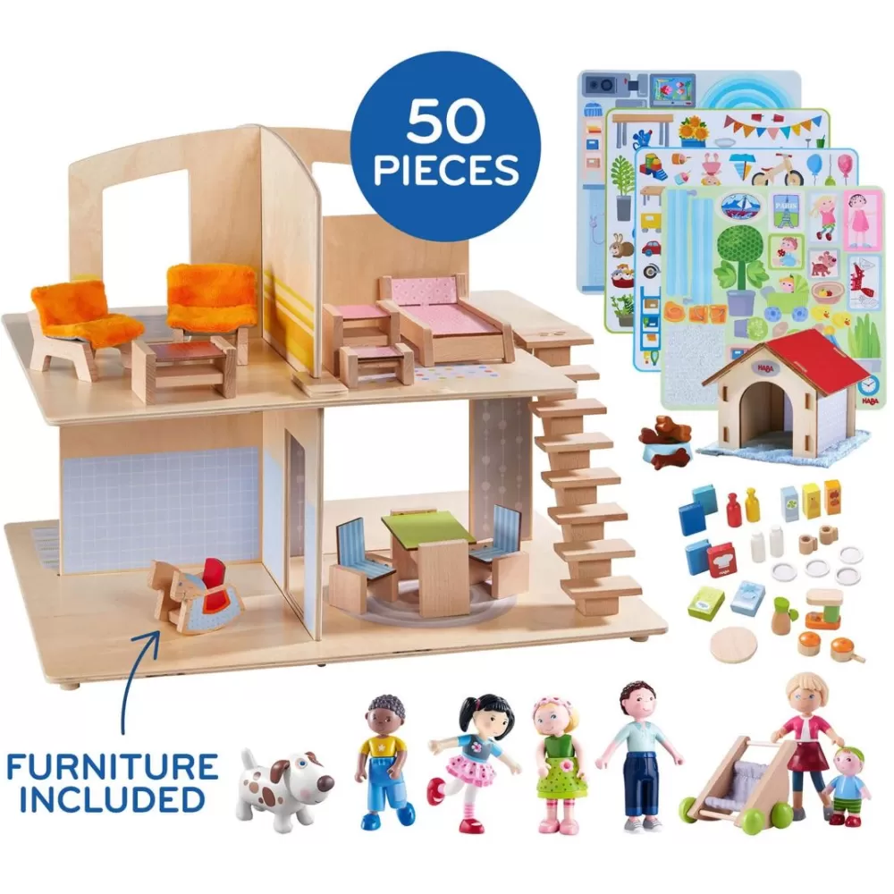 HABA Little Friends Family Fun Dollhouse Bundle With Doghouse< Little Friends Animals