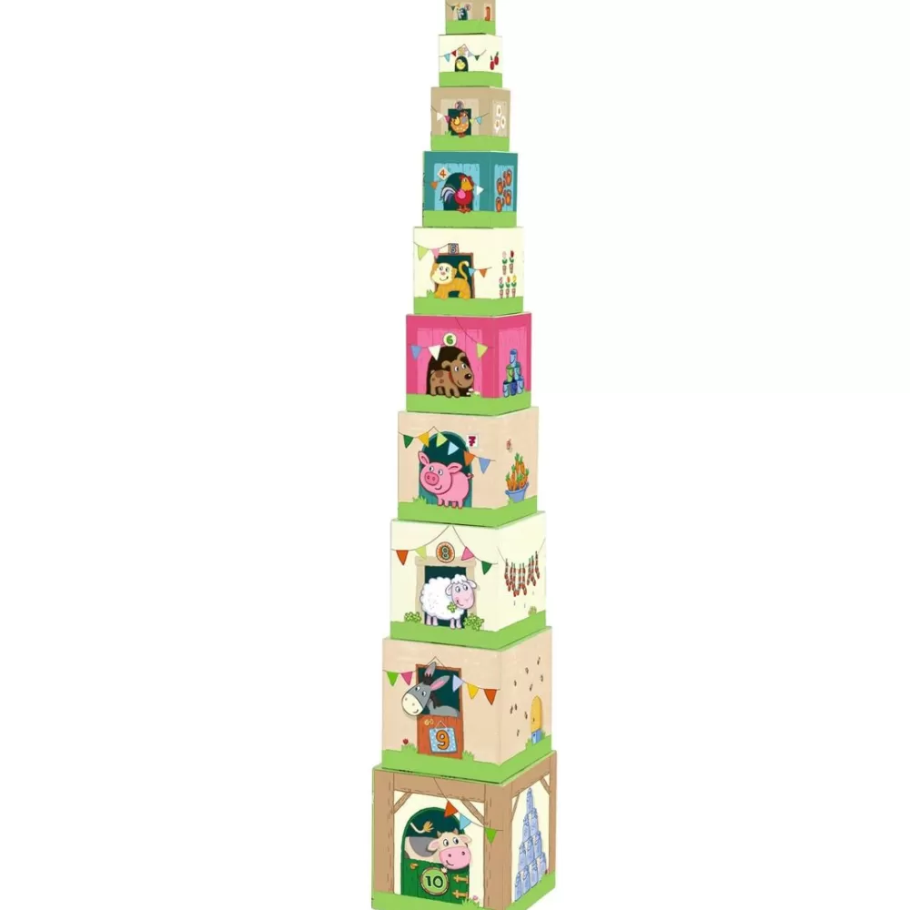 HABA On The Farm Cardboard Stacking & Nesting Cubes< Shape Sorters + Stacking Toys