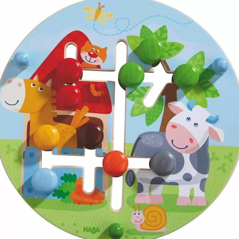 HABA On The Farm Double Sided Motor Skills Board< Lacing Toys + Motor Skills