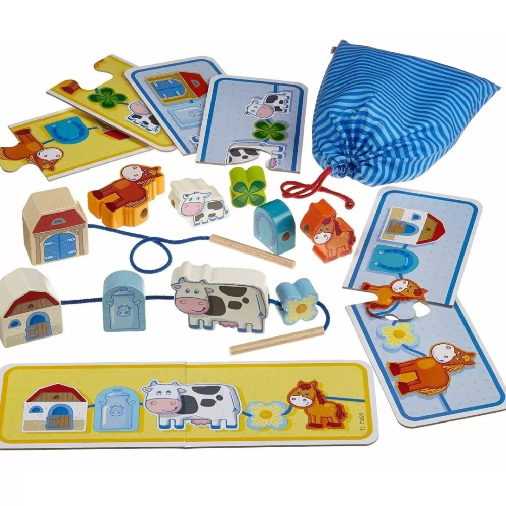 HABA On The Farm Threading Game< Lacing Toys + Motor Skills