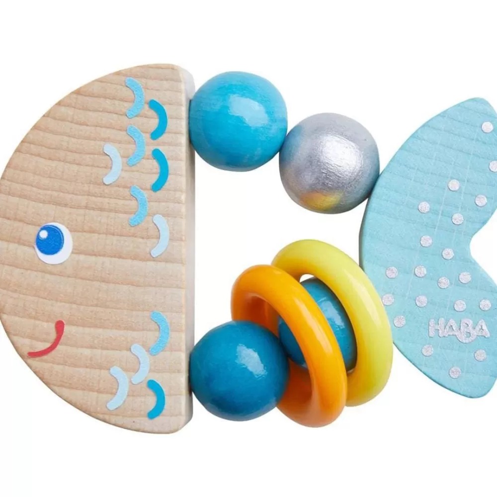 HABA Rattlefish Wooden Baby Rattle< Grasping + Teething Toys