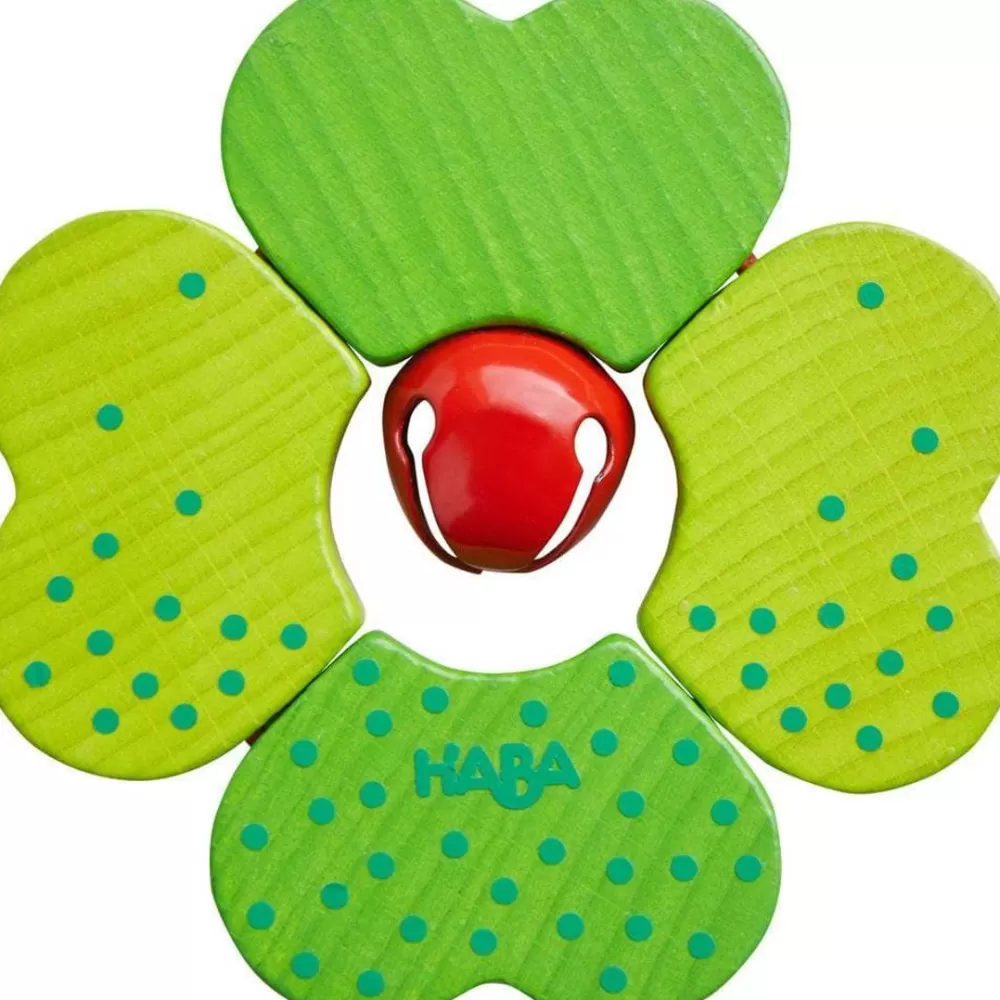 HABA Shamrock Wooden Baby Rattle With Bell< Grasping + Teething Toys