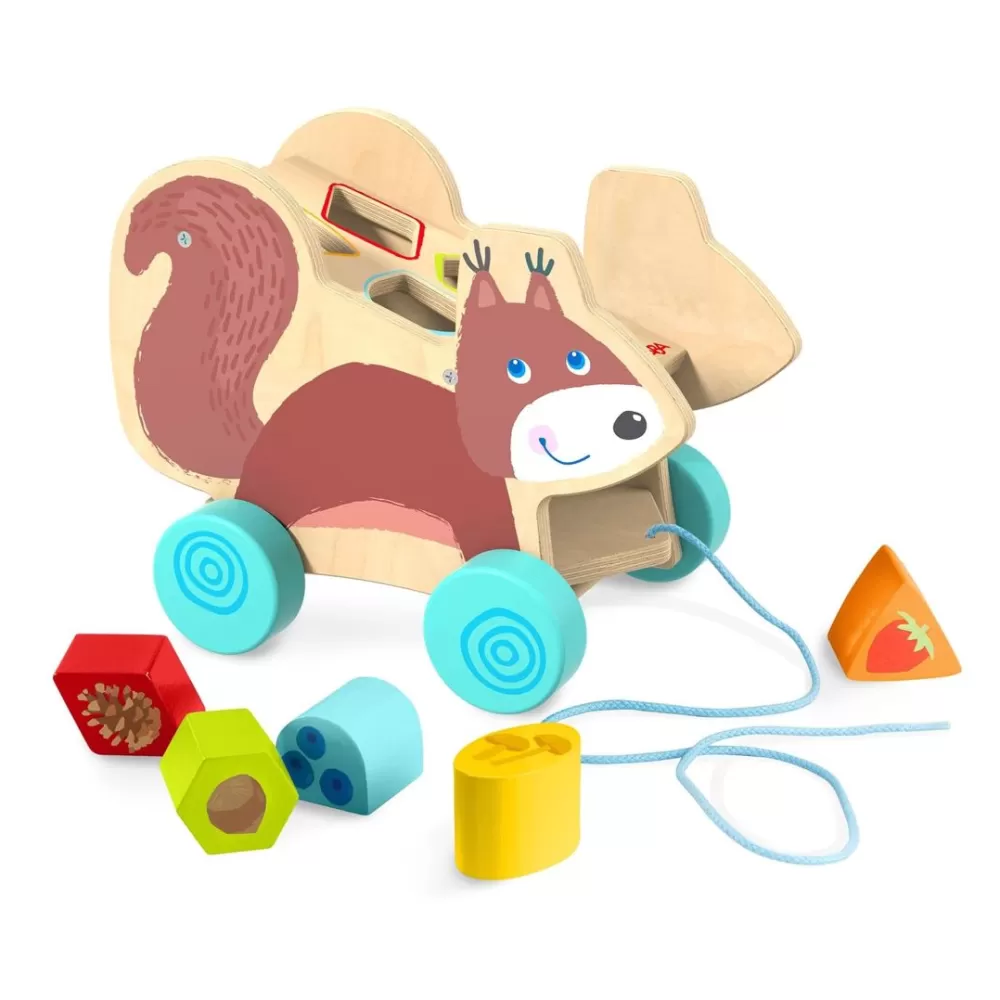 HABA Squirrel Pull Along Toy Sorting Box< Shape Sorters + Stacking Toys