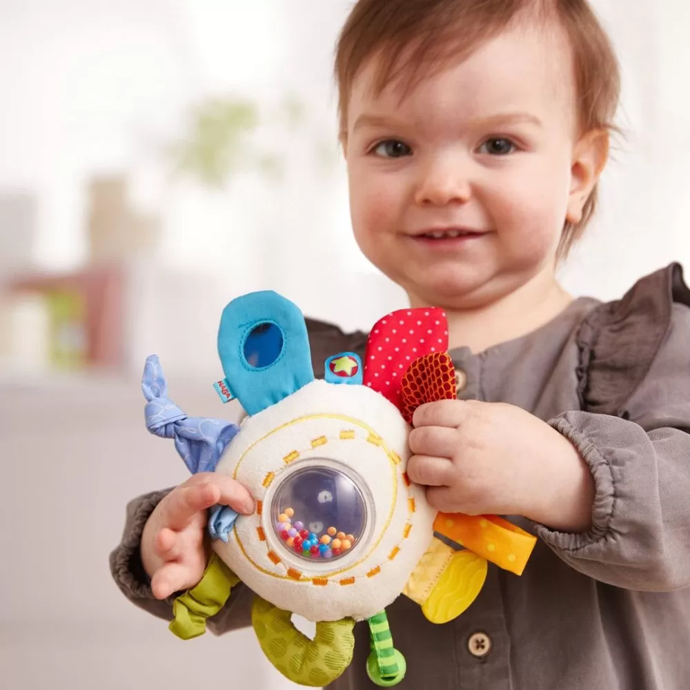 HABA Teether Cuddly Rainbow Round Activity Toy< Plush Baby Toys