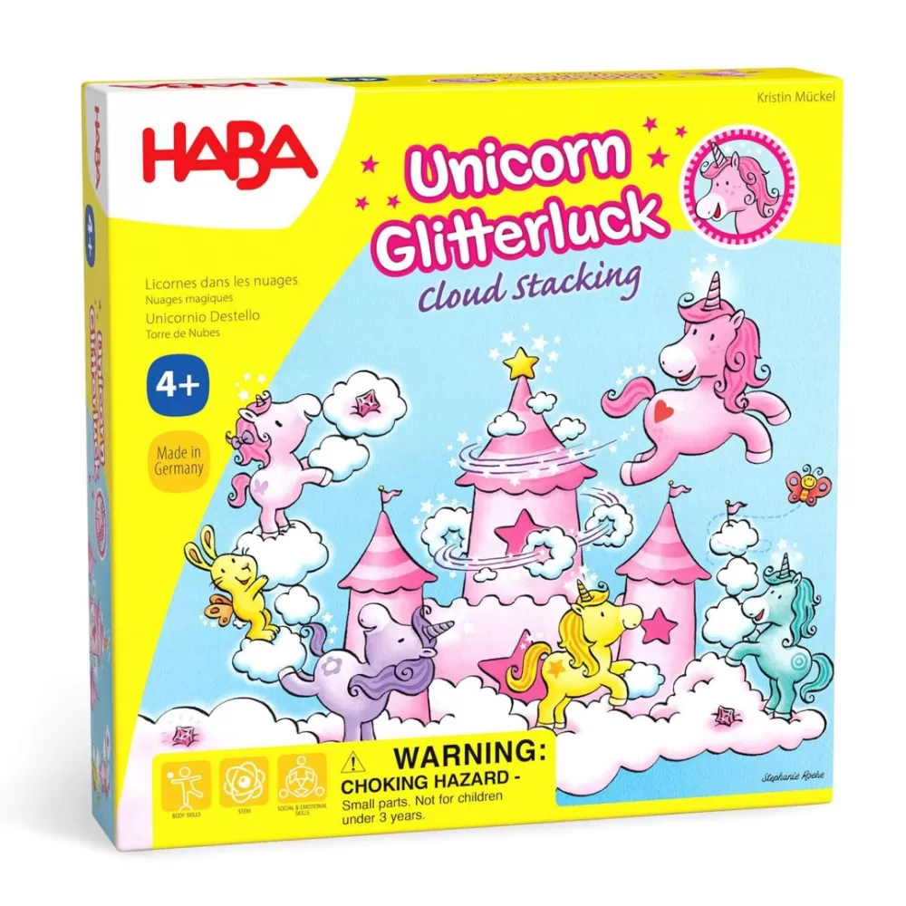 HABA Unicorn Glitterluck - Cloud Stacking Game< Family Games