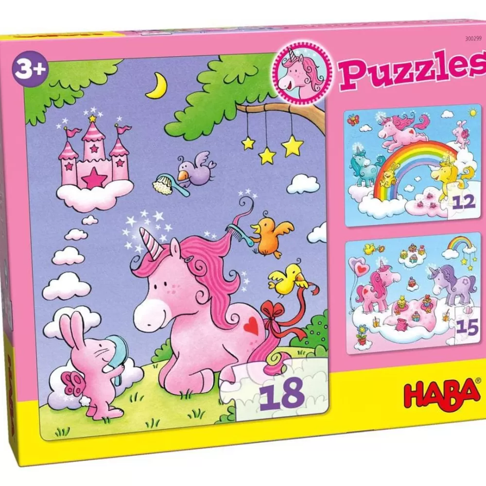 HABA Unicorn Glitterluck Set Of 3 Puzzles< Puzzles