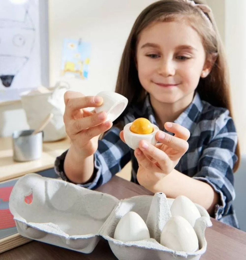 HABA Wooden Eggs With Removable Yolk Play Food< Pretend Play Food